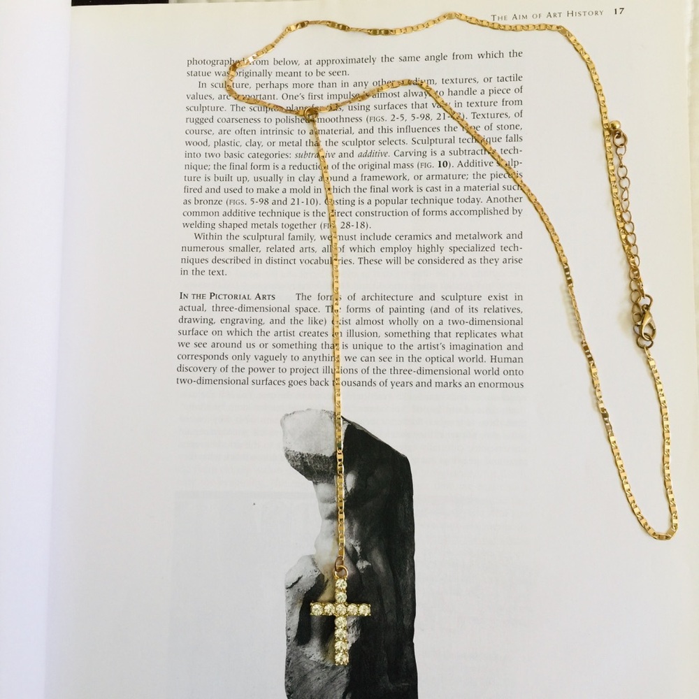 Gold and diamond cross necklace